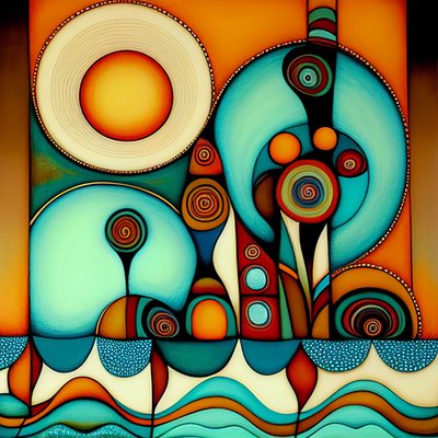 Abstract strand, golvende zee & wind, geïnspireerd door hundertwasser door F. Abderrahim