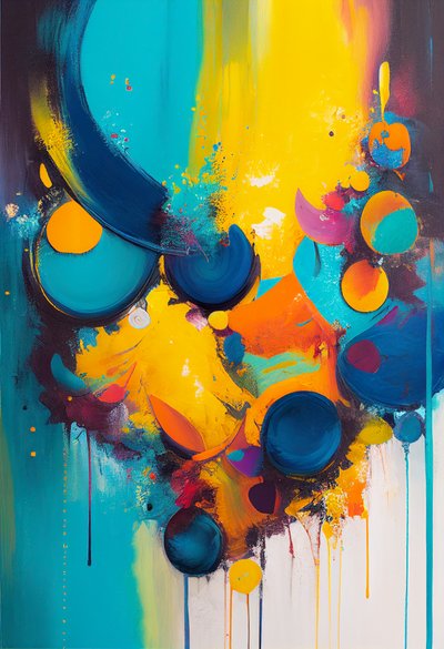 Abstracte compositie met levendige kleur door F. Abderrahim