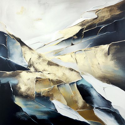 Abstracte vormen in gouden kleuren door F. Abderrahim