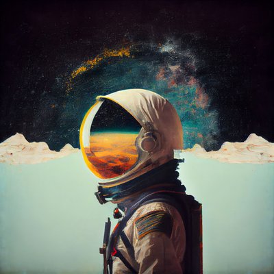 Abstracte eenzame astronaut in de ruimte door F. Abderrahim