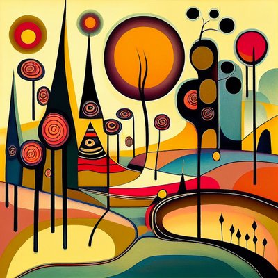 Abstract minimalistisch biomorfisch landschap door F. Abderrahim