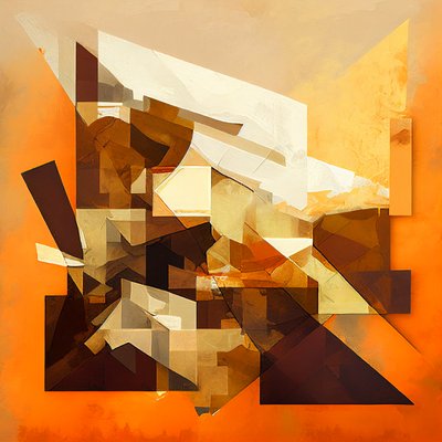 Abstract schilderij kunst terracotta door F. Abderrahim