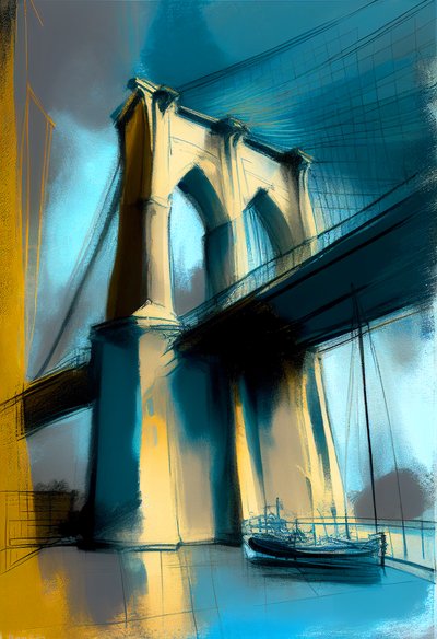 Abstracte schets Brooklyn Bridge door F. Abderrahim