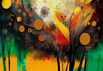 Herfstige Fluisteringen: Een Digitale Canvas van Abstracte Natuur door F. Abderrahim