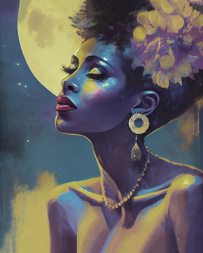 Mooie dame, vintage portretschilderij door F. Abderrahim