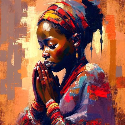 Afrikaans Meisje in Meditatie door F. Abderrahim