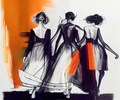 Mode model, vrouwensilhouet van achteren gezien door F. Abderrahim