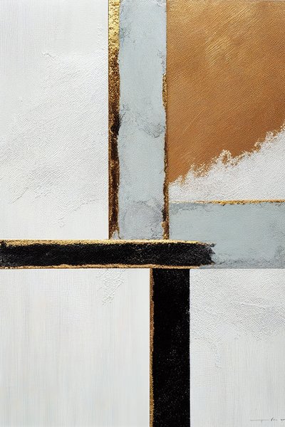 Gouden muurkunst, abstract canvas met gouden effect door F. Abderrahim