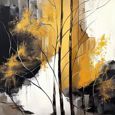 Gouden Abstract Bos in de Herfst door F. Abderrahim