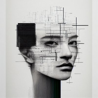 Minimalisme Menselijk Gezicht Tekening door F. Abderrahim