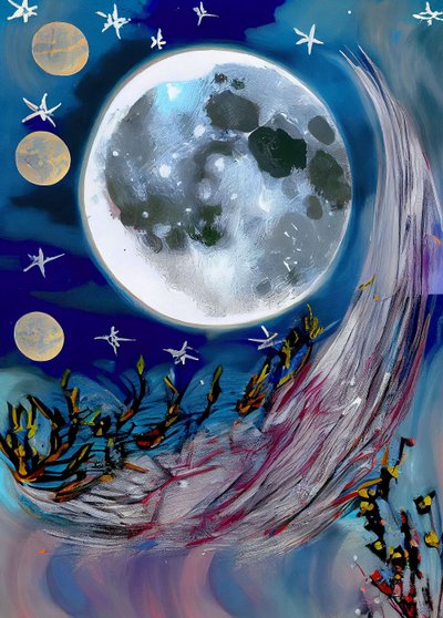 Maan in de nacht door F. Abderrahim