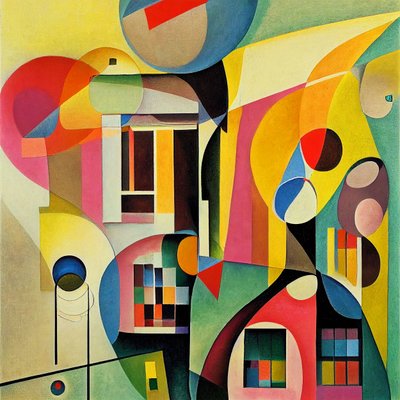 Veelkleurige abstracte geometrische vormen door F. Abderrahim