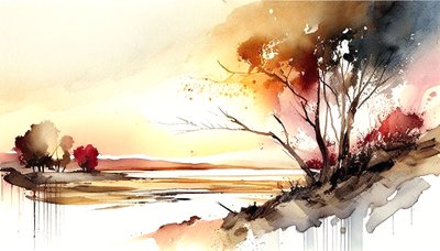Natuur & landschap Abstract horizontaal schilderij door F. Abderrahim
