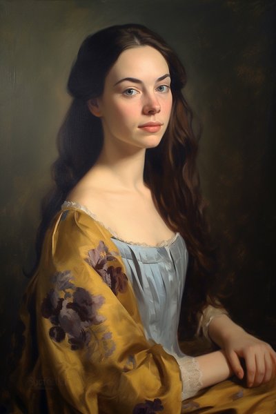Portretschilderij van mooie vrouwelijke supermodel 18e eeuw | Canvas Prints, Muurkunst door F. Abderrahim