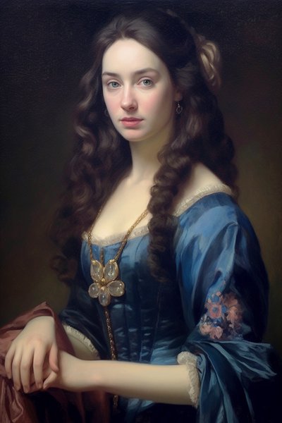 Portretschilderij van mooie vrouwelijke supermodel 18e eeuw | canvas print kunst door F. Abderrahim