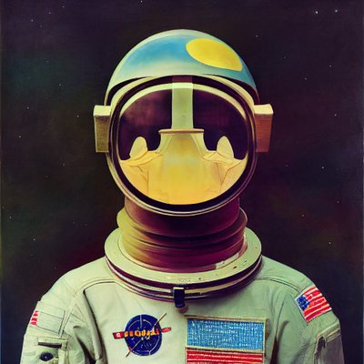 Abstract astronaut schilderij in de ruimte door F. Abderrahim