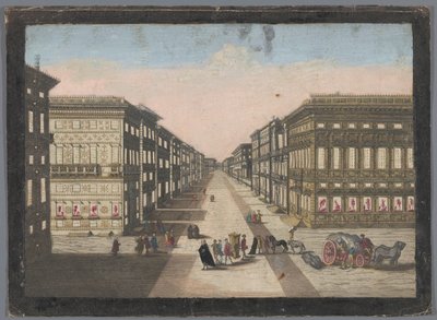 Gezicht op de Strada Nuova te Genua door familie Remondini (attributed to)