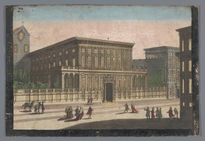 Gezicht op het Palazzo Doria-Tursi te Genua door familie Remondini (attributed to)