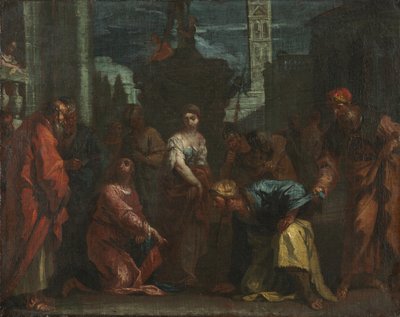 Christus en de Vrouw Betrapt op Overspel door follower of Sebastiano Ricci