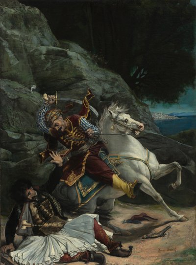 Gevecht van een Griek en een Turk door imitator of Horace Vernet