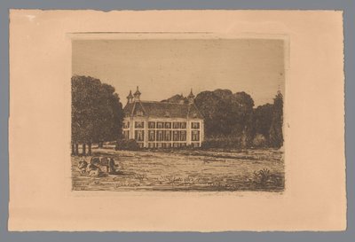 Gezicht vanaf een weide op Landgoed Waterland door jonkheer Barthold Willem Floris van Riemsdijk