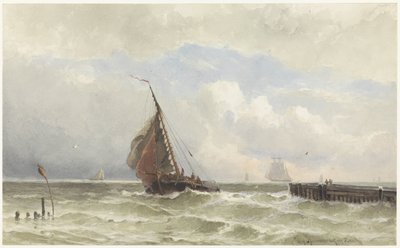 Haven van Vlissingen, met inkomende zeilschip door jonkheer Jacob Eduard van Heemskerck