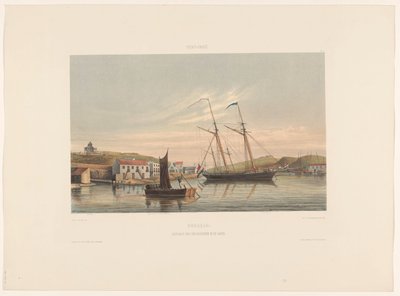 Haven van Willemstad Curaçao. Legplaats der oorlogschepen in de haven door jonkheer Jacob Eduard van Heemskerck