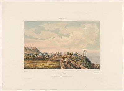 Sint-Eustatius. Gezigt op het Fort Oranje, de krater, genomen van de pastorij door jonkheer Jacob Eduard van Heemskerck