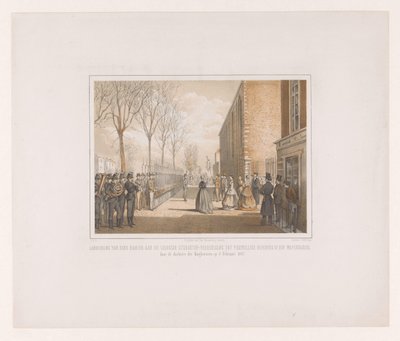 Aanbieding van een banier aan de Koninklijke Leidsche Studenten Vereeniging door jonkheer Victor Eugène Louis de Stuers