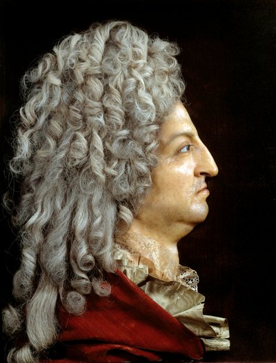 Portret van koning Lodewijk XIV (1638-1715). Was en textiel door Antoine Benoist (1632-1717). Rond 1705. Versailles, museum van het kasteel door or Benoit du Cercle Antoine Benoist