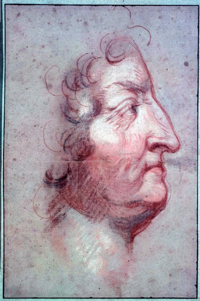 Profielportret van de koning van Frankrijk Lodewijk XIV (1638-1715) door or Benoit du Cercle Antoine Benoist