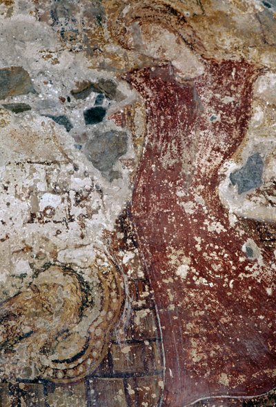 Fresco in Byzantijnse kerk van Agios Georgios, Vathi, Kreta, Griekenland door Theodore Charles Ange Coquelin