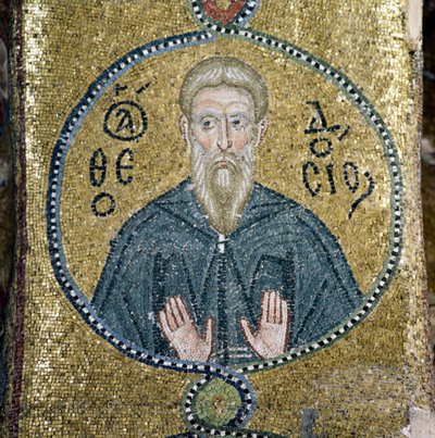 Heilige, mozaïek in katholikon (hoofdkerk) van Nea Moni klooster (Unesco Werelderfgoedlijst) door Theodore Charles Ange Coquelin