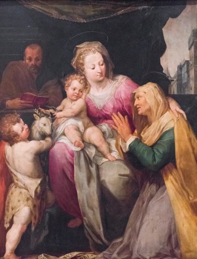 Heilige familie met Sint Anna en Sint Johannes door or Wit Peter (c.1548 1628) Witte