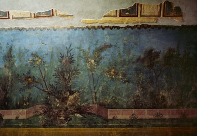 Fresco met een tuin met bomen en vogels, uit het Huis van Livia op de Palatijn, Rome, Italië. Romeinse beschaving door Unbekannt Unbekannt