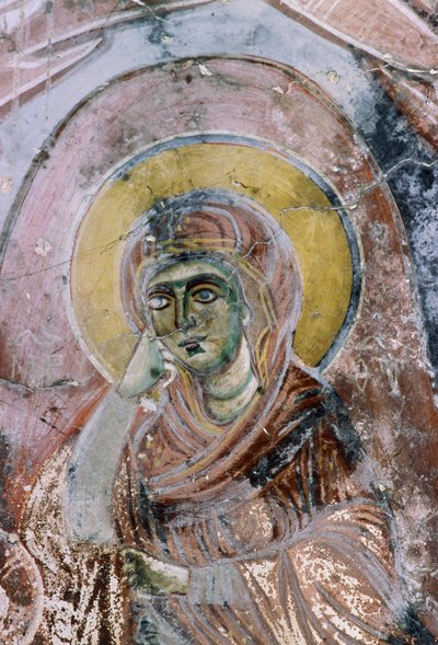 Madonna, fresco in de kerk van Agios Georgios, Mourne, Kreta, Griekenland door Unbekannt Unbekannt