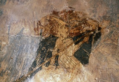 Man te paard, fresco in de kerk van Agios Georgios, Komitades, Kreta, Griekenland door Unbekannt Unbekannt