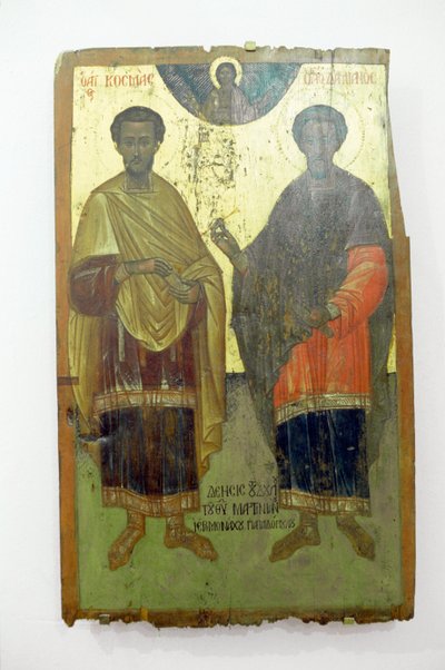 Heiligen, schilderij op hout in het Arkadi klooster, Kreta, Griekenland door Unbekannt Unbekannt