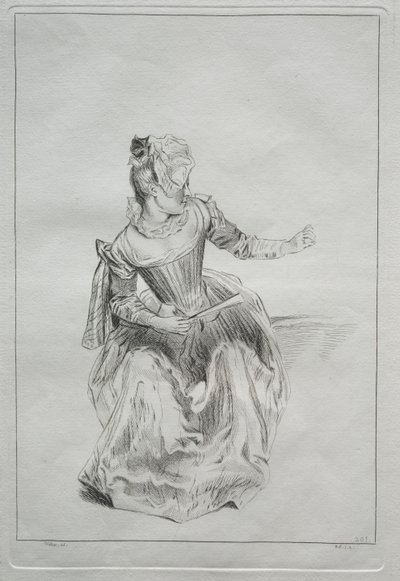 Vrouw met een Waaier door possibly by Benoit II Audran