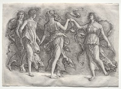 Vier dansende muzen door probably by the so called Premier Engraver