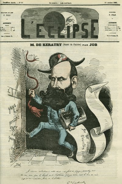 Cartoon door Emile Keratry (1832-1904), Franse politicus. Omslag in L