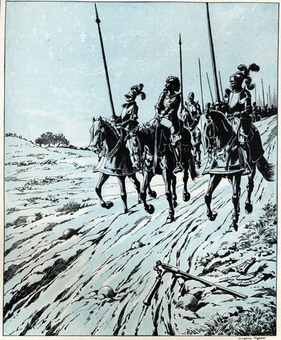 Alles is verloren, voor de eer van Francois I (1494 - 1547) aan zijn moeder na de nederlaag in de Slag bij Pavia in 1525 tegen Karel V (of Karel V 1500-1558). Illustratie van Job (Jacques Marie Gaston Onfray en Breville) (Jacques-Marie) (1858-1931) door pseudonym for Onfray de Breville Jacques Job