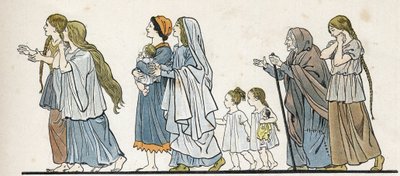 Gallische boerinnen met hun kinderen. in "Frankrijk, haar verhaal verteld door G. Montorgueil, geïllustreerd door Job" 1896. Privécollectie. door pseudonym for Onfray de Breville Jacques Job
