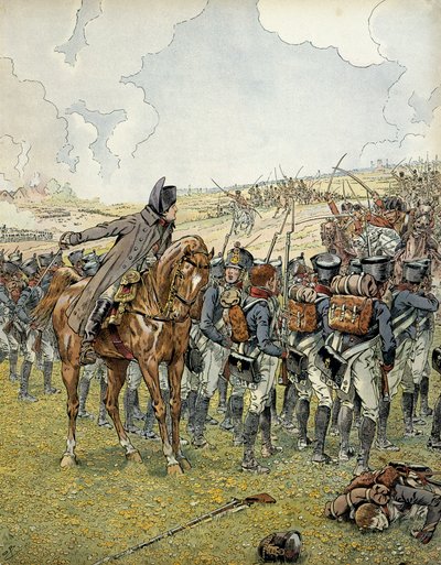 Duitse campagne in 1813: Napoleon I Bonaparte (1769-1821) bij de Slag bij Lutzen op 2 mei 1813 commandeerde zijn leger voor het winnen van de overwinning. In 