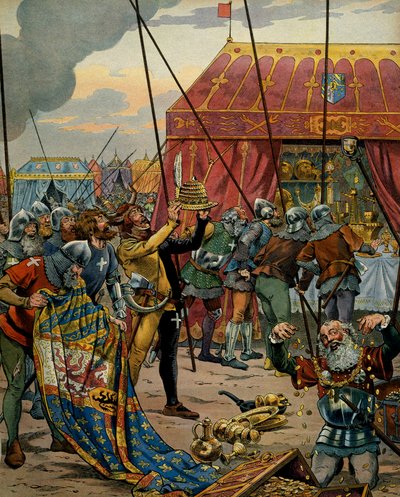 Geschiedenis van Frankrijk in de Middeleeuwen: De Zwitsers grijpen de rijkdom van Karel de Stoute (1433-1477), hertog van Bourgondië na de ramp van de Slag bij Grandson, die de overwinning van de confederatie, bondgenoten van Lodewijk XI van Frankrijk over door pseudonym for Onfray de Breville Jacques Job