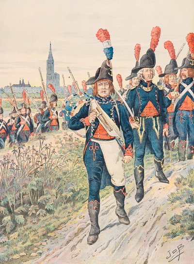 Franse troepen te allen tijde: Strasbourg Pontonniers (1793) door pseudonym for Onfray de Breville Jacques Job