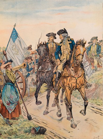 Jacques Marie Gaston Onfroy de Breville (1858-1931) - George Washington passeert Molly Pitcher tijdens de Slag bij Monmouth op 28 juni 1778 tijdens de Onafhankelijkheidsoorlog door pseudonym for Onfray de Breville Jacques Job