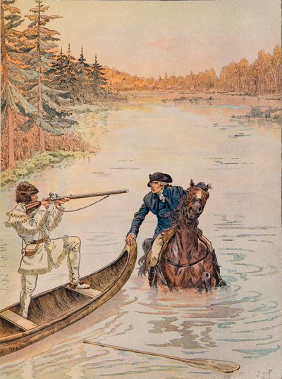 Jacques Marie Gaston Onfroy de Breville (1858-1931) - Georges Washington speelt de jachtopziener op zijn landgoed door pseudonym for Onfray de Breville Jacques Job