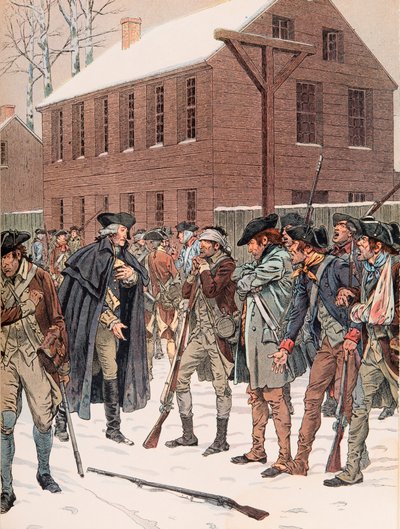 Georges Washington probeert enkele muiters van het leger te overtuigen tijdens de Onafhankelijkheidsoorlog, Privécollectie door pseudonym for Onfray de Breville Jacques Job
