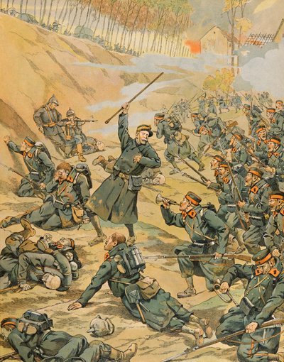 Geschiedenis van België: De verdediging van de Schoorbakke Tervaete bocht door de infanterie tijdens de Slag aan de IJzer in 1914 door pseudonym for Onfray de Breville Jacques Job